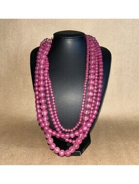 Hannah pink beaded multi layer necklace